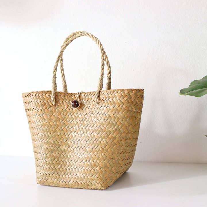 Thaihomeshop - Wholesale Strandtas - ASHA - Basketzak met rieten2