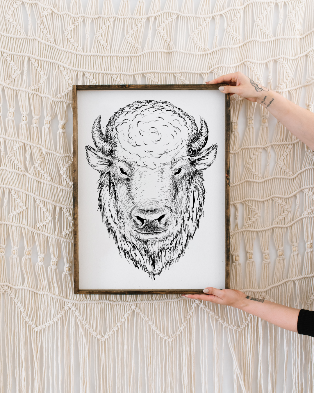 Williamraedesigns - Wholesale Art Print - Bison Line Art Framed Print – Western Buffalo Wall Art 7