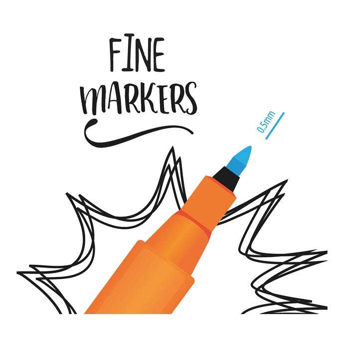 Manuscript – wholesale Markers – Child & baby – Colour Creative Markers - Fine Wallet of 12 Assorted Colours2