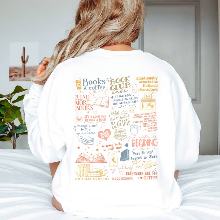 MagicMerchEmporium - Wholesale Graphic Sweatshirt - Women's - Books & Coffee Sweatshirt4