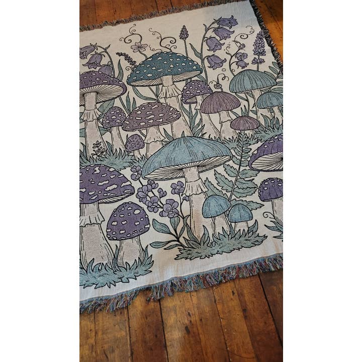 Mushroom Throw Blanket for wholesale by Drumming Beetle