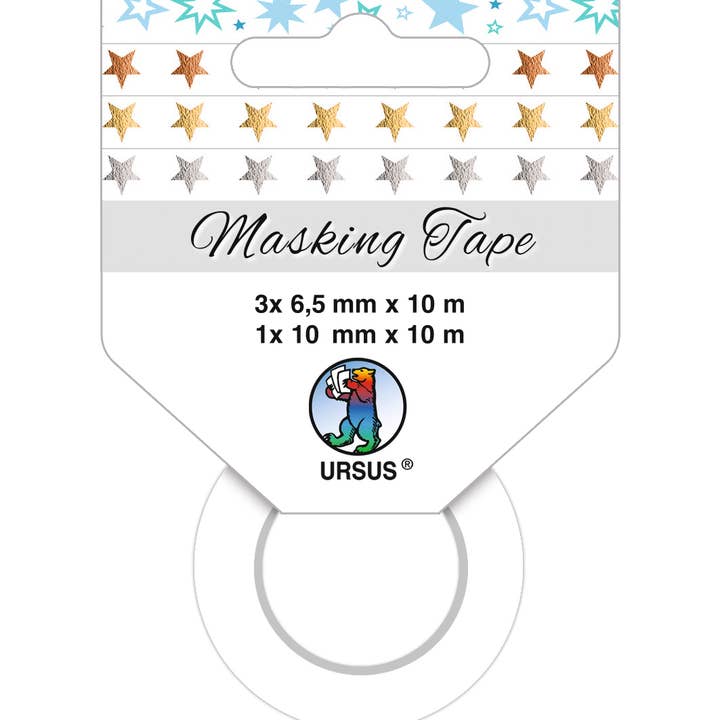 Set of 4 “Stars” adhesive tape for wholesale by URSUS® / Buntpapierfabrik Ludwig Bähr GmbH & Co. KG