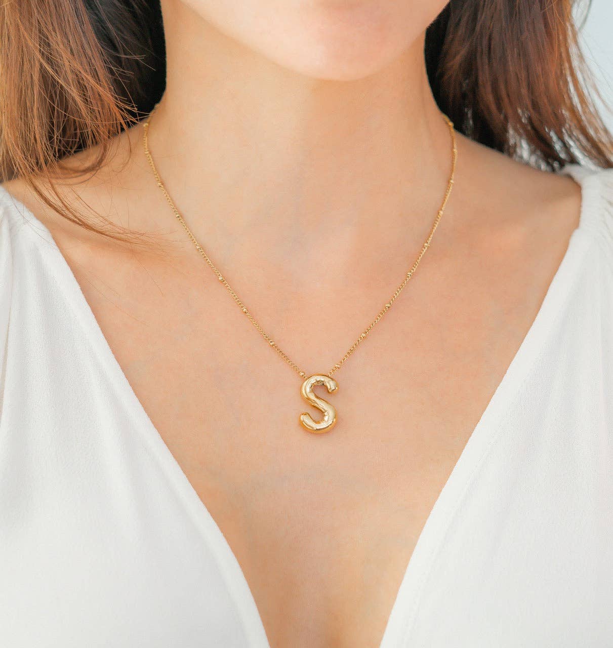Mint & Lily - Wholesale Pendant/Charm Necklace - Balloon Initial Necklace with Satellite Chain53