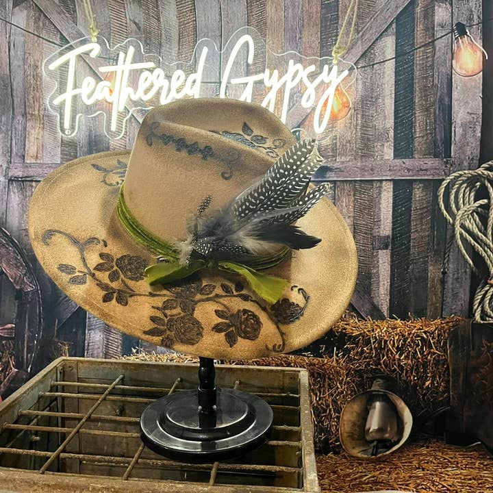 Feathered Gypsy Custom Hats and Boutique - Wholesale Fedora - Women's - Custom Burn Cowboy Killer Hat