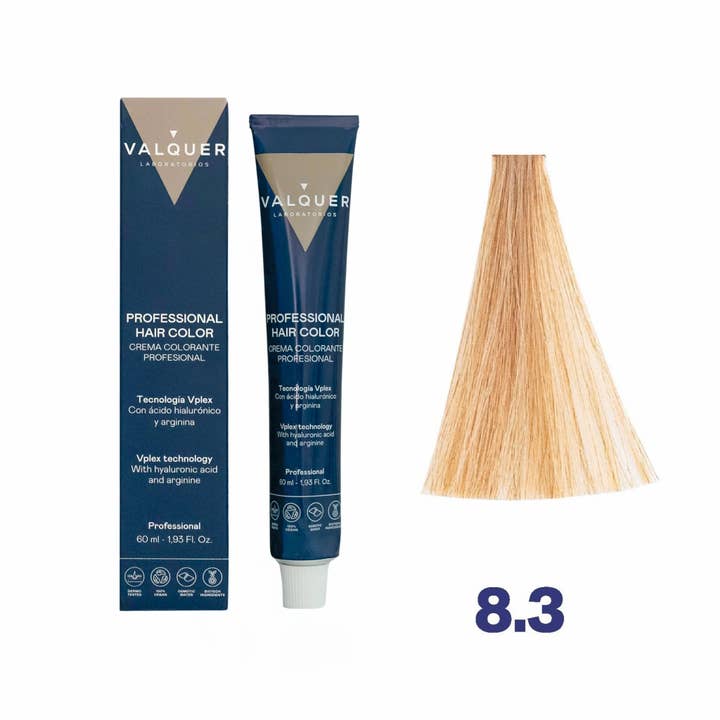 Vplex Kleurcrème 8.3 Licht Goudblond - 60 ml voor wholesale door Valquer Laboratorios