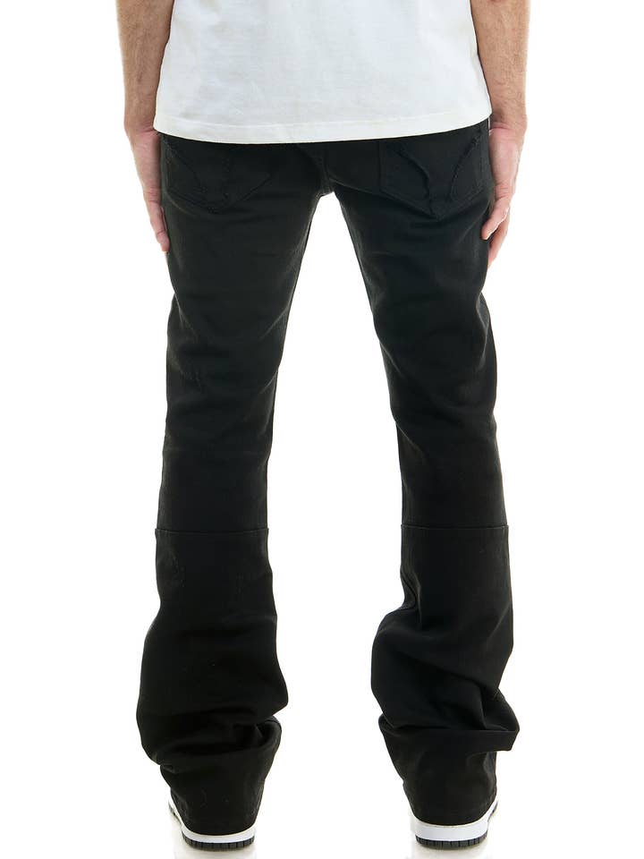 Black DIAMOND SKINNY FLARE PANTS for wholesale on Faire