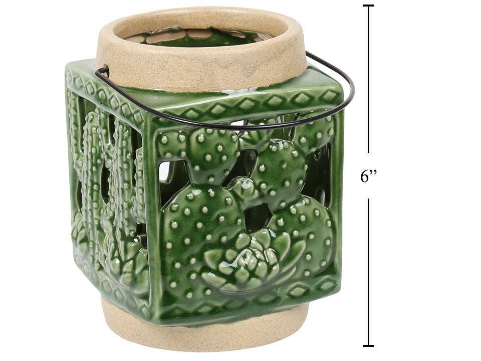 Truu Design - Wholesale Candle Holder - Ceramic Cactus Lantern, Sm, 5x6.5"bbx0