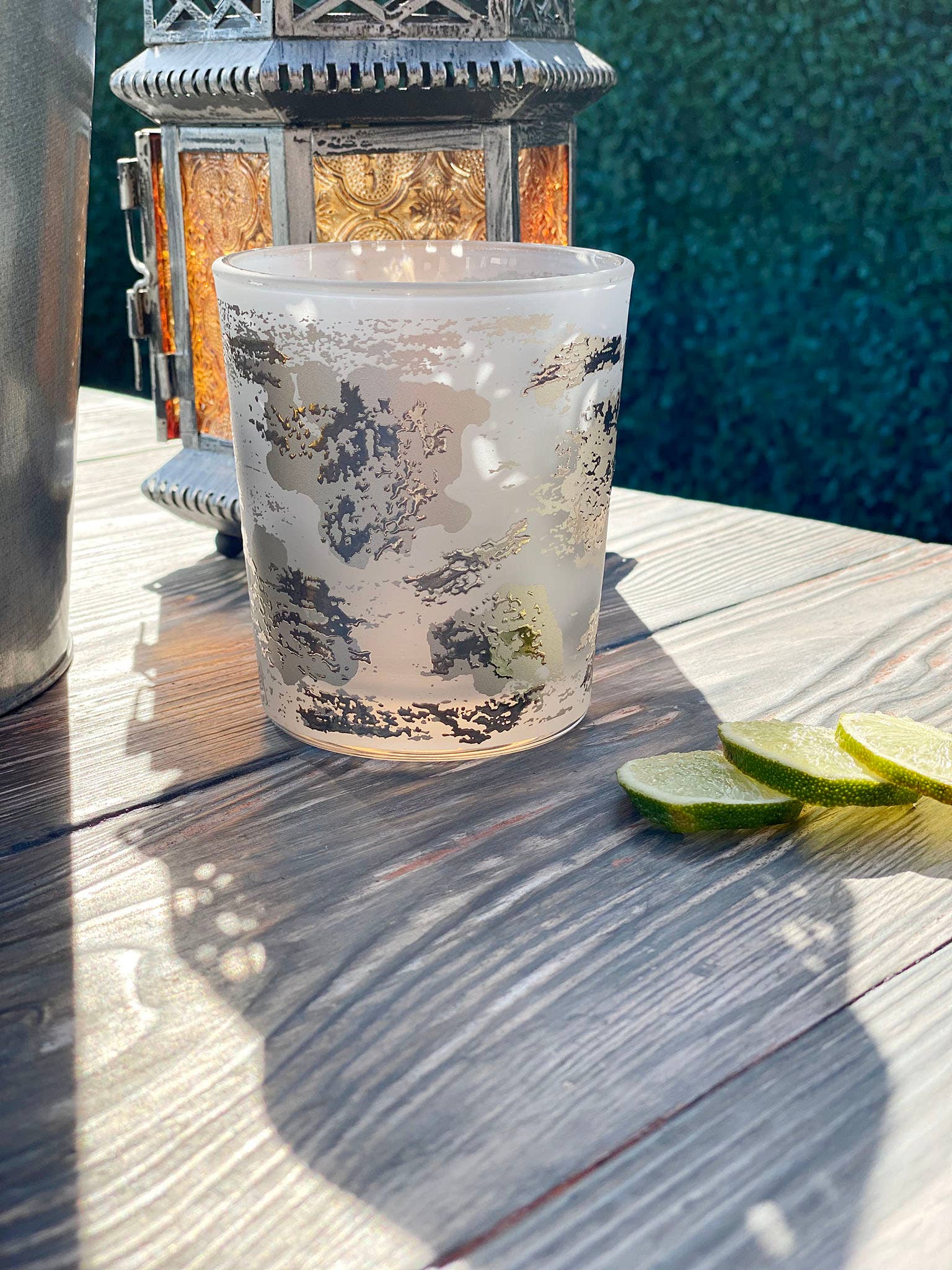 Scents and Feel - Wholesale Drinking Glass/Cup - Set of 6 Moroccan Drinking Glasses Frosted Clear Tahra Silve1