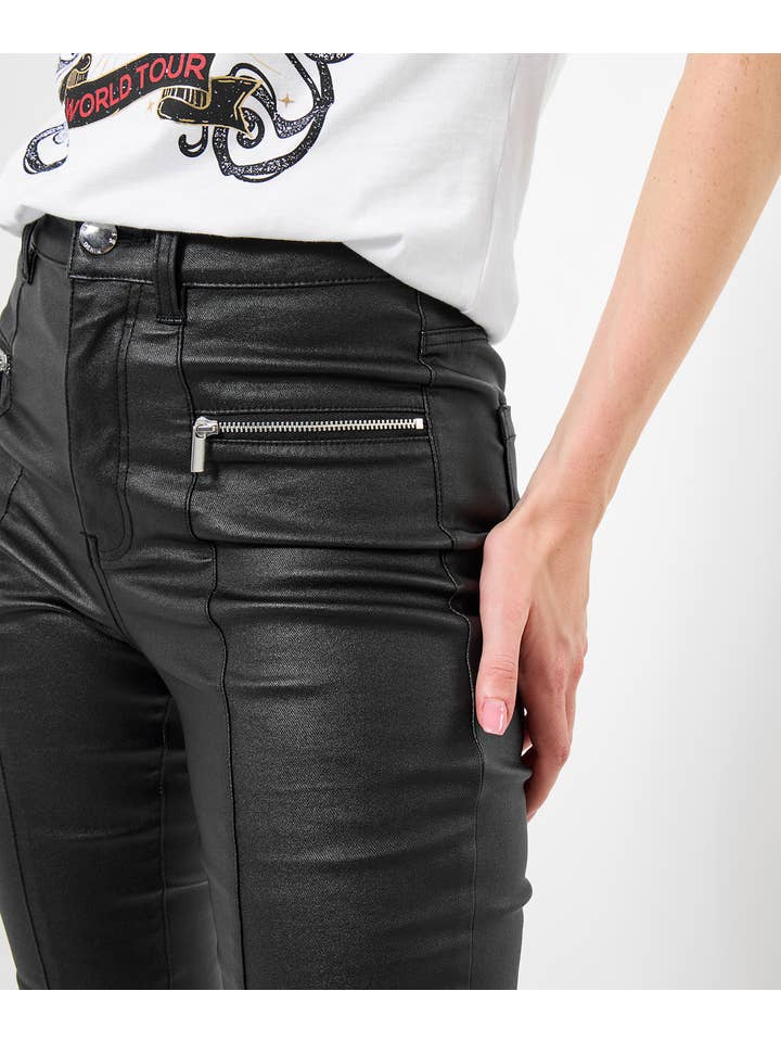Black Rebel Rocker Coated Jeans for wholesale on Faire2