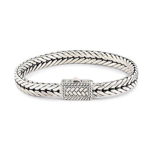 SS 7 mm 8" platte vierkante ketting herenarmband voor wholesale door Eli Pebble