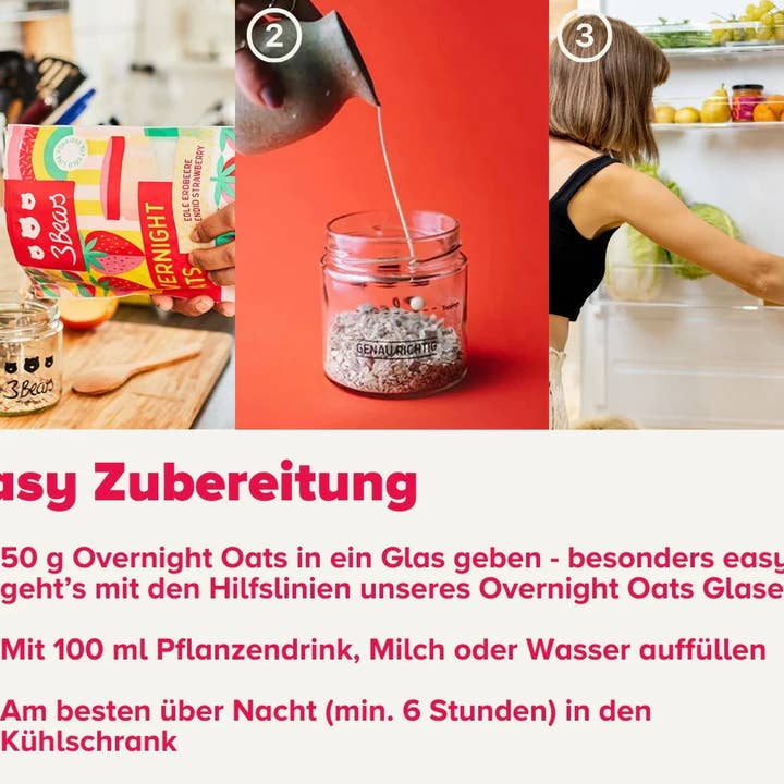 3Bears - Wholesale Oats - Overnight Oats Delicious Strawberry Vegan Breakfast 400g VE62