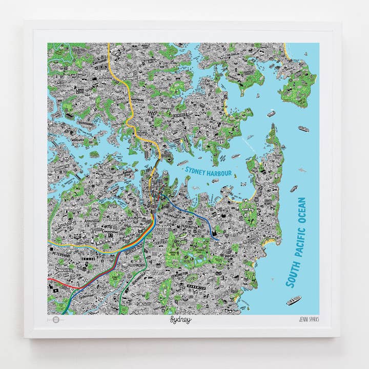 Evermade - Wholesale Art print - Hand Drawn Map of Sydney Art Print1