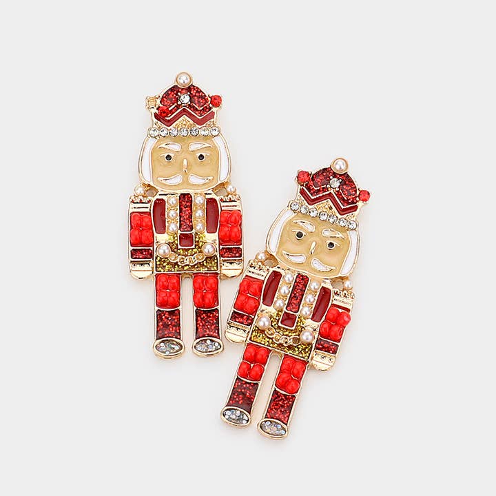 Wona Trading, Inc. - Wholesale Dangle Earrings - Enamel Stone Embellished Nutcracker Earrings