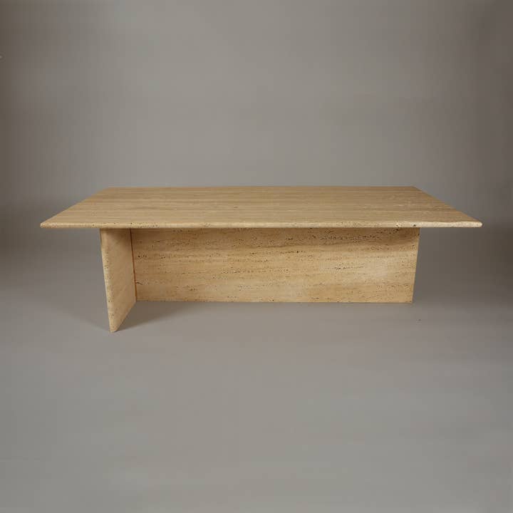 Cantilever-Base Travertine Coffee Table for wholesale by Dweller Studio