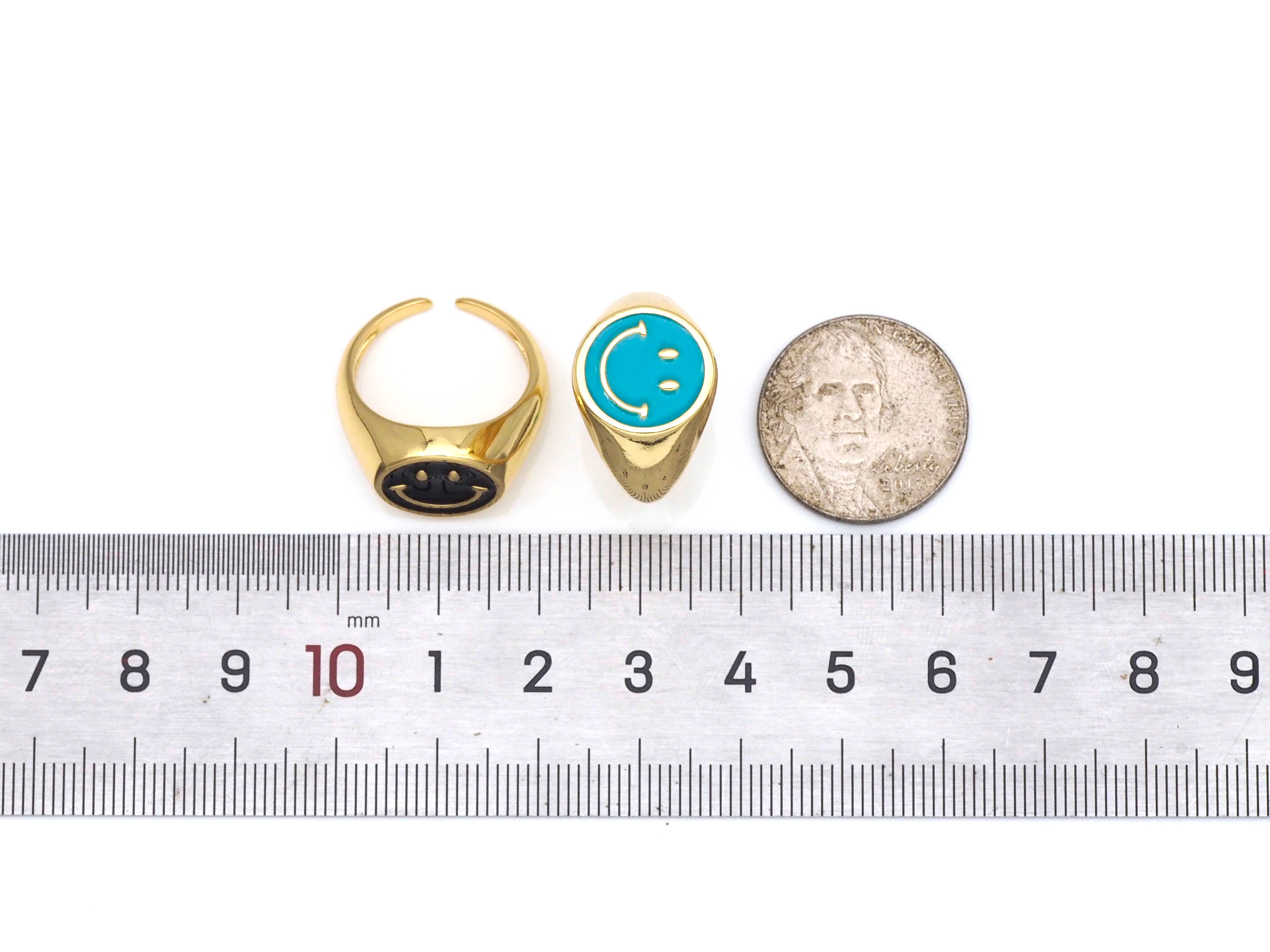 BestBeads&Beyond - Vente Bague de cocktail/de cérémonie - Bague Visage Souriant en Émail, X263C3