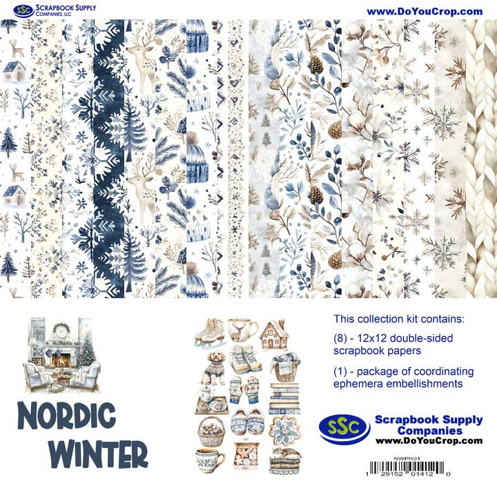 Nordic Winter 12 x 12 Scrapbook Paper & Embellishment Kit by SSC Designs - 3 Kits for wholesale by SSC Wholesale