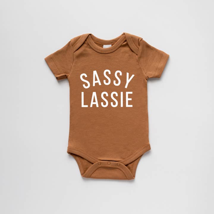 Gladfolk - Wholesale Bodysuit (Non-Footed) - Baby - Camel Organic Sassy Lassie Baby Bodysuit