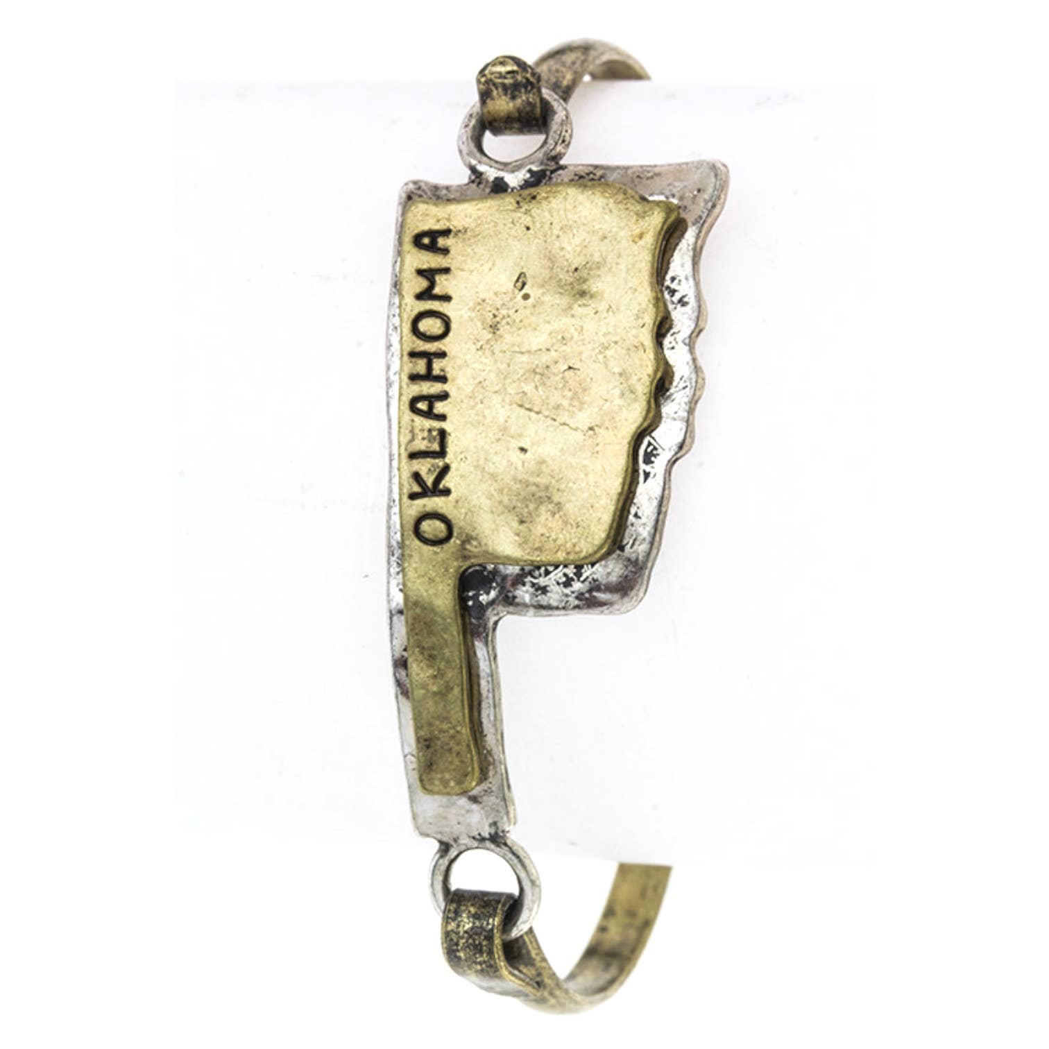 Bronze Oklahoma 2 Tone Metal Map Hook Bangle for wholesale on Faire0