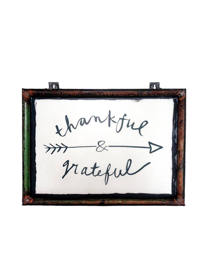 Thankful Grateful Screen Print Art for wholesale by Vintage Addiction