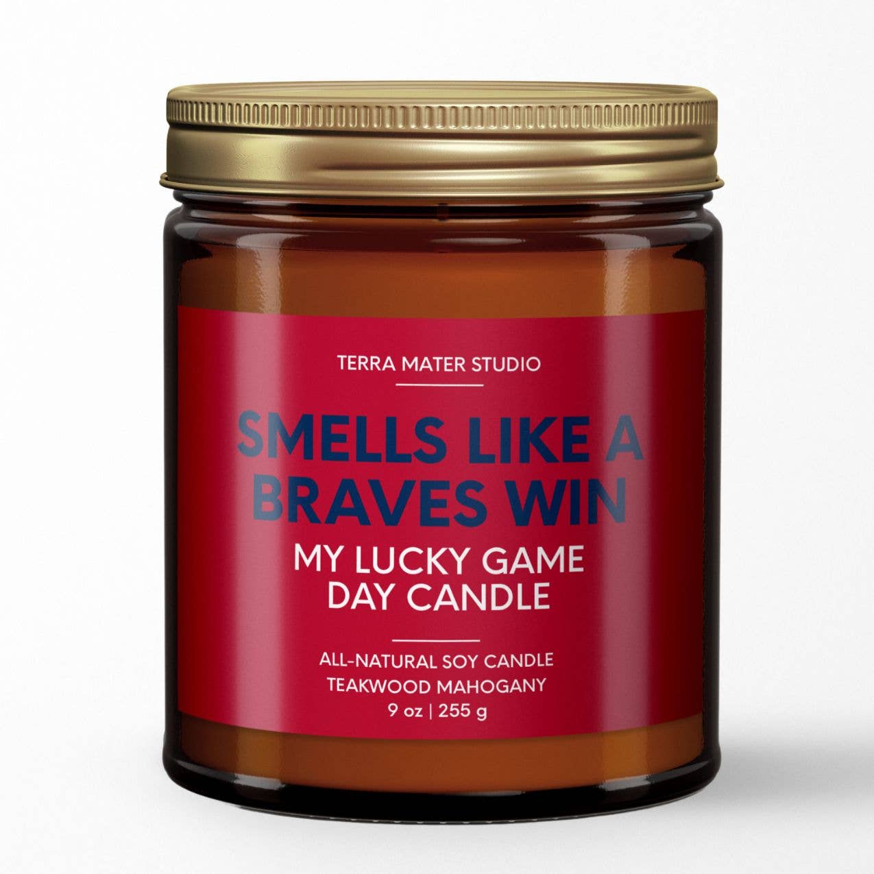 Terra Mater Studio LLC - Wholesale Jar/Filled Candle - Smells Like A Braves Win | Game Day Candle | Braves Merch1