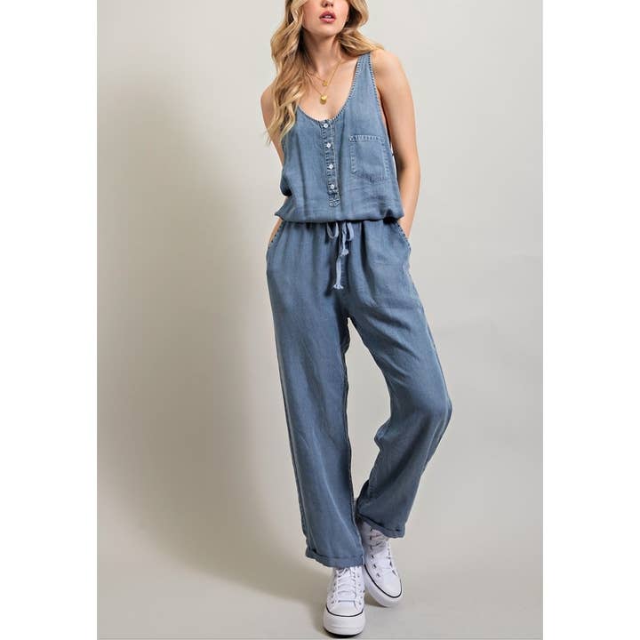 FSG-JP8860 TUTA IN TENCEL SENZA MANICHE A MEZZO BOTTONE per la vendita all'ingrosso da parte di Coloring You