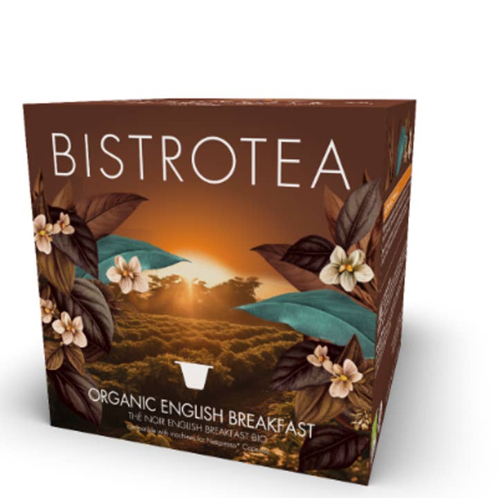 Doos met 50 capsules biologische English Breakfast zwarte thee voor wholesale door Bistrotea