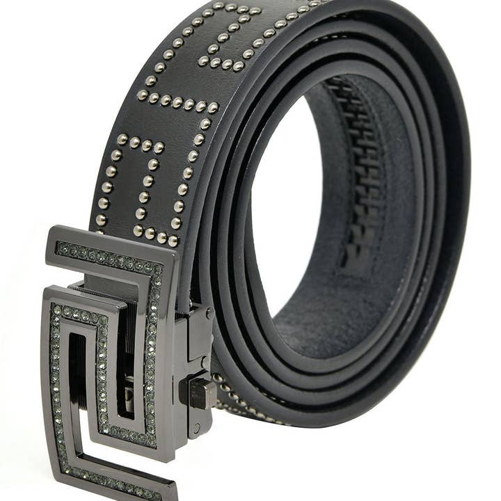 BARABAS - Wholesale Belt - Women's - Rhinestone Greek Pattern Buckle Belts BK8145