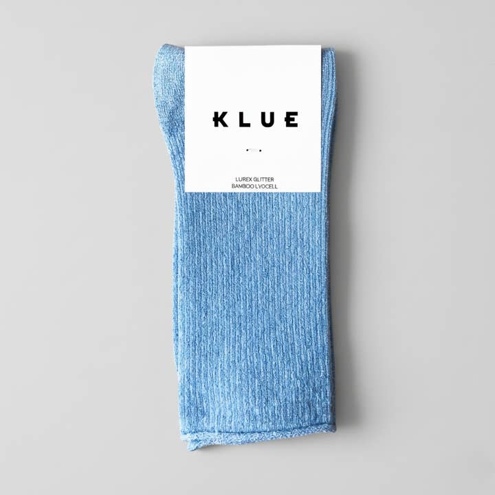 Meias KLUE Glitter Lurex em Lyocell ecológico | Azul Claro por atacado de KLUE