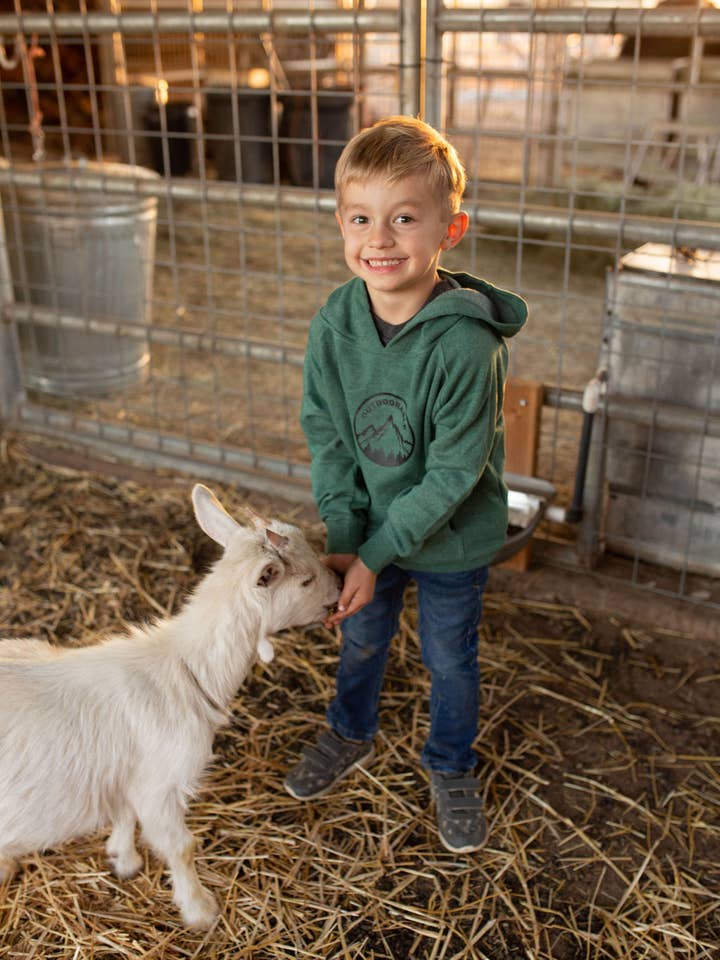 Outdoorable Apparel - Vente Sweat à capuche – enfant - Sweat à capuche extérieur vert mousse avec noir7