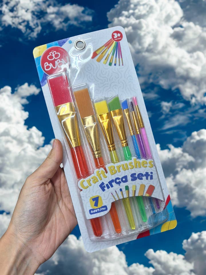 7-Piece Craft Paint Brush Set – Rainbow Handle for wholesale by Bonnie Stuff