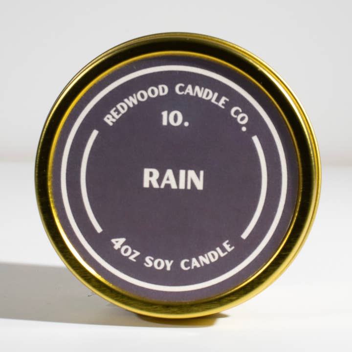 Lata de viagem Rain 4oz por atacado de Redwood Candle Co.