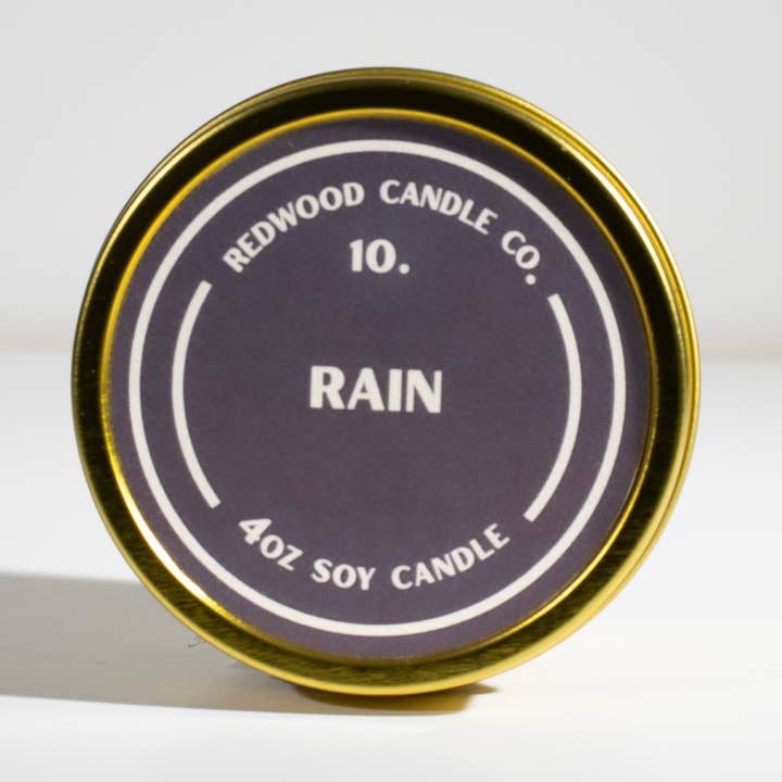 Rain 4oz Travel Tin for wholesale by Redwood Candle Co.