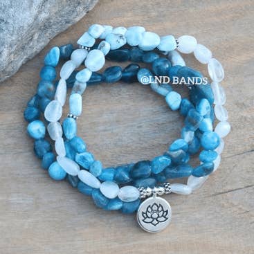 Pulseira/colar elástico de pedra da lua branca, Larimar, Apatita, Pulseira Espiritual de Meditação Yoga, Étnica, alívio do stress, clareza, calma por atacado de LND Bands