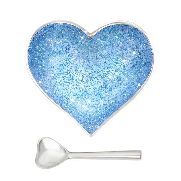 Happy Sparkly Blue Heart with Heart Spoon for wholesale by Inspired Generations