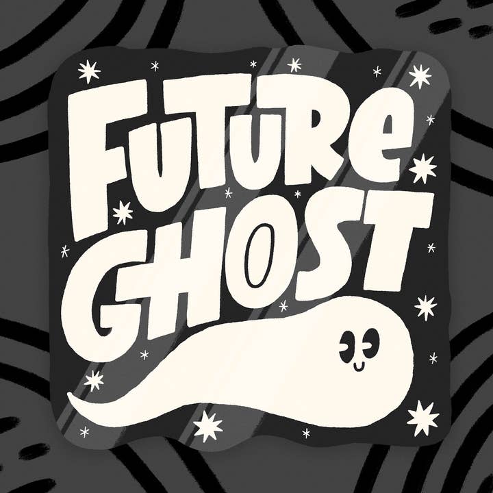 Fremtidige Ghost Halloween Glossy Vinyl Sticker for engroshandel hos Wonder & Wild