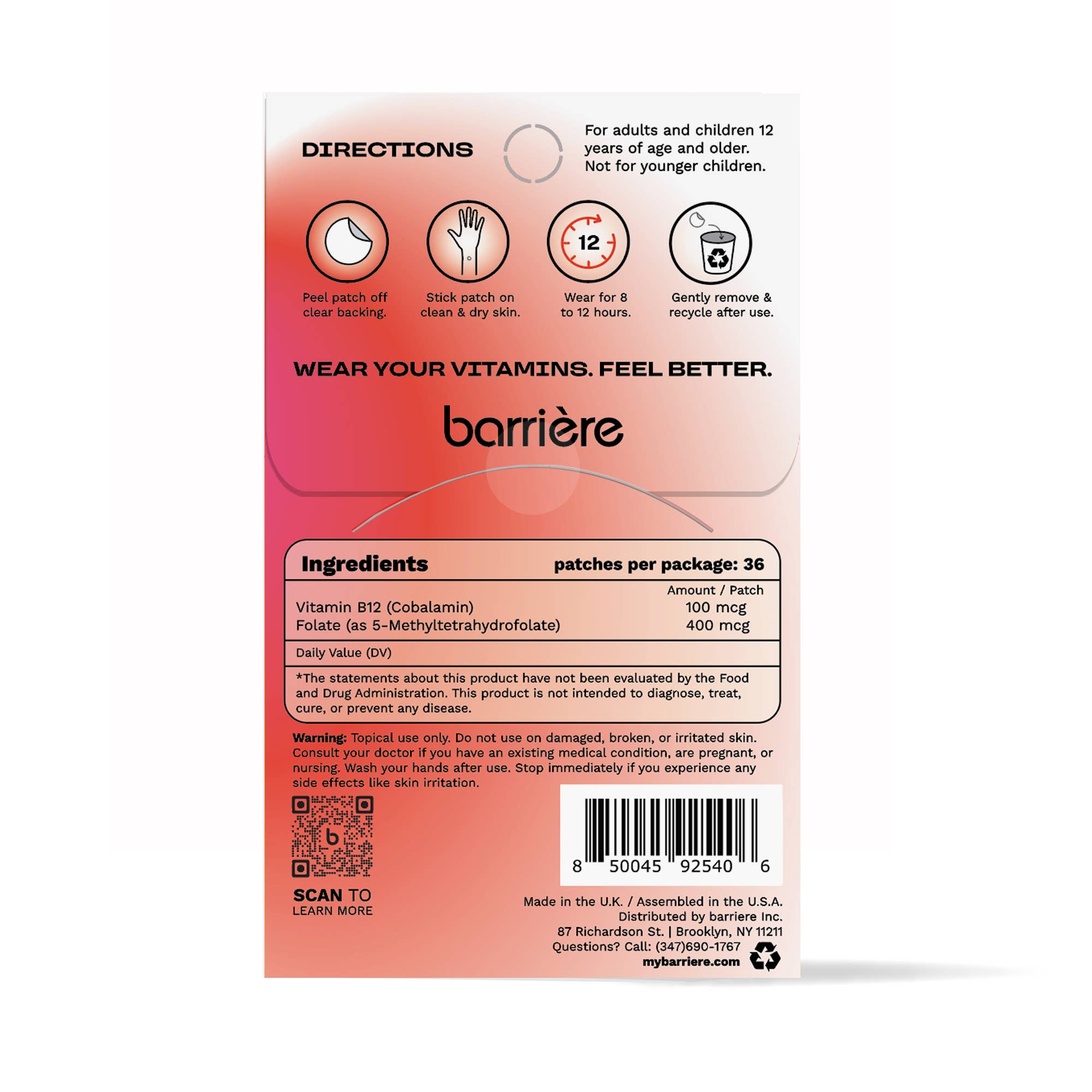 Barriere – Großhandel Nahrungsergänzungsmittel/Vitamin zum Einnehmen – ENERGY BOOST Clean Vitamin B12-Pflaster, 36er-Pack, Blitzverschluss7