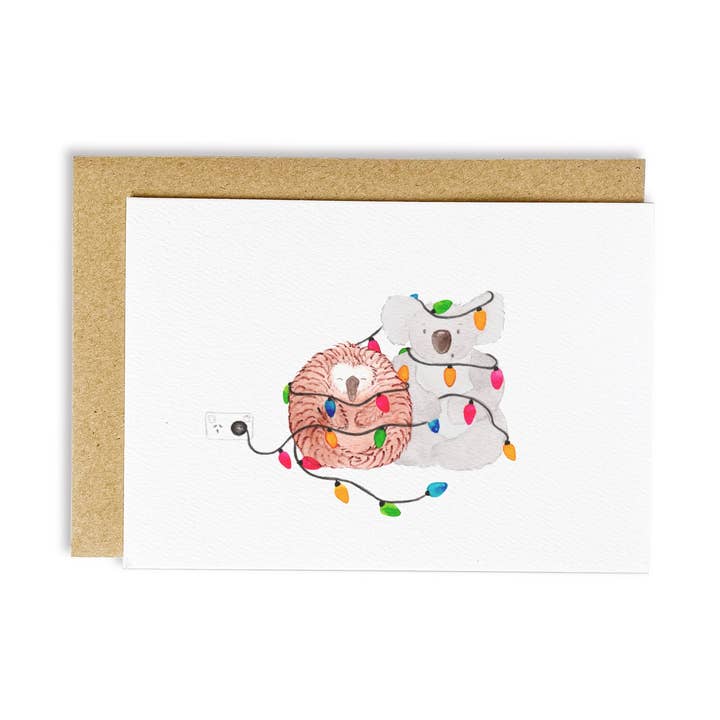 Tangled Lights Christmas Card for wholesale by The Wattle Studio