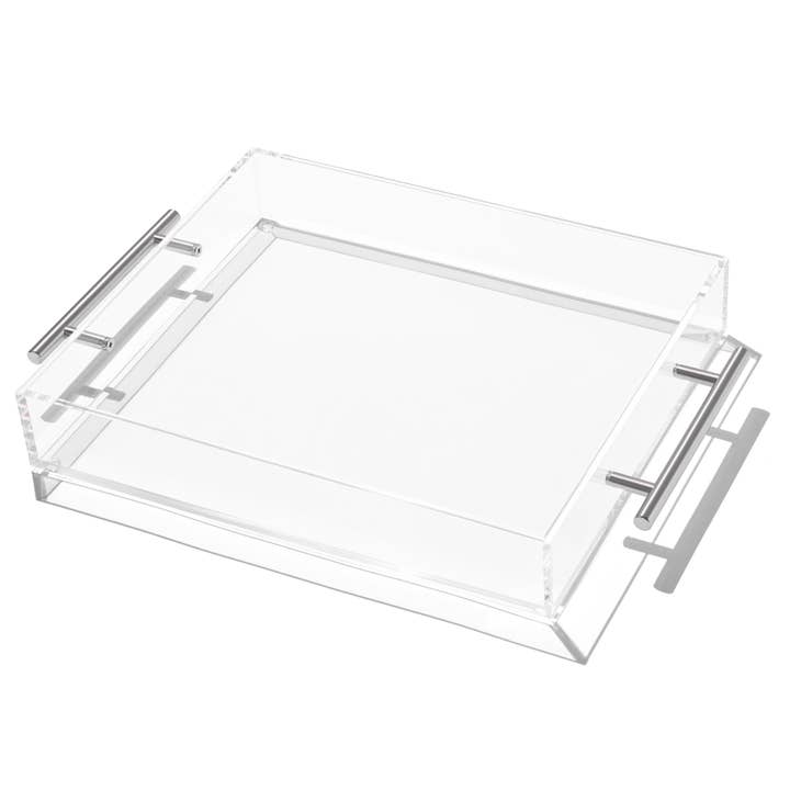 Kadra Kitchenware - Wholesale Serving Tray - Vikko Acrylic Serving Tray with Silver Handle