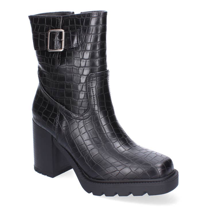 Brideluxe Mayorista - Wholesale Boots - Women's - Comfortable Women's Heeled Boots with Animal Print and Buckle2