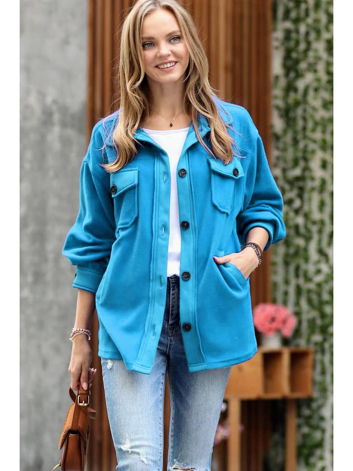 42POPS - Vendita all'ingrosso Giacca a camicia - Donna - ", Giacca in pile basic/oversizee con toppe sui gomiti13