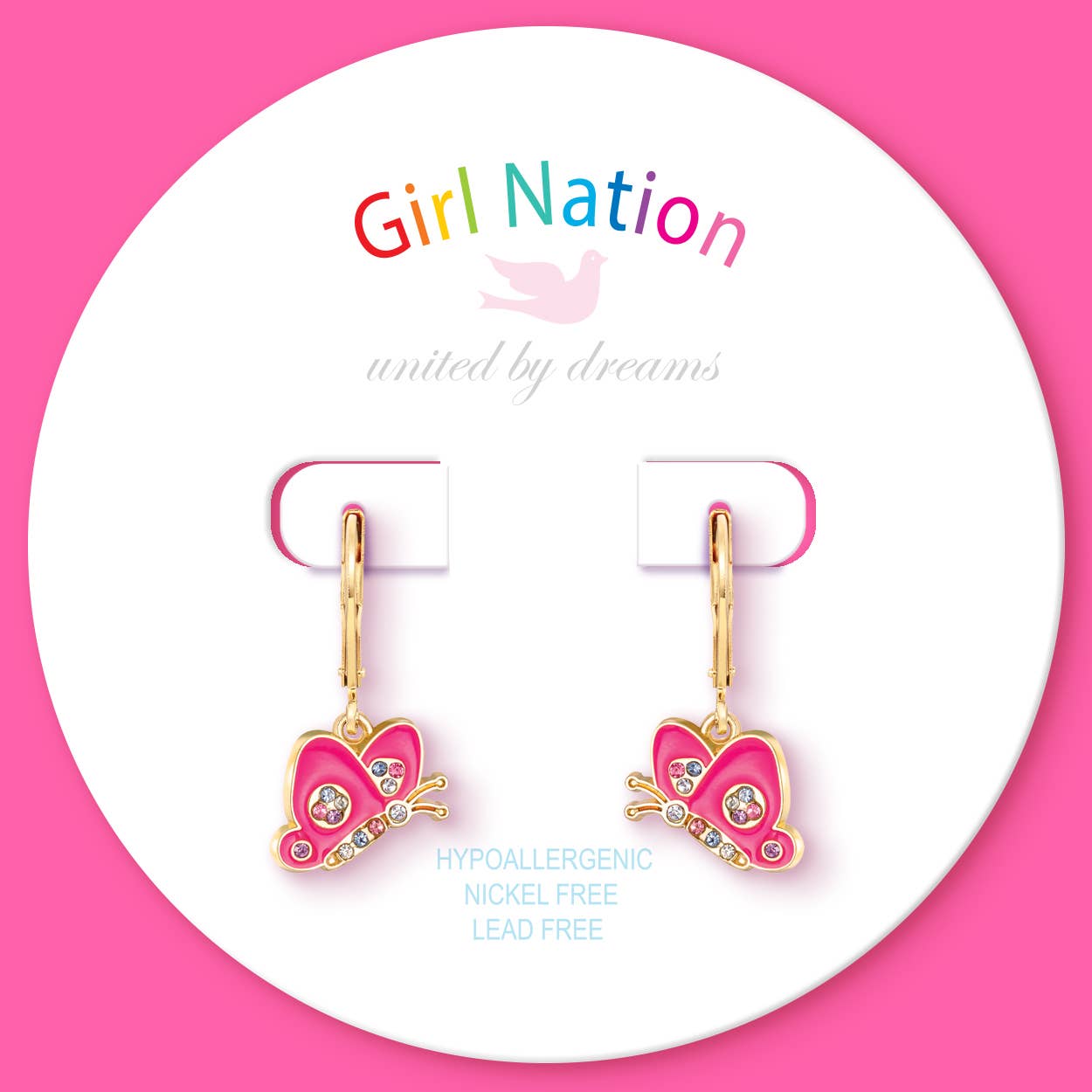 Girl Nation - Wholesale Hangende/ronde oorbellen - Kristallen Vlinder | Leverback Oorbel Hangers4