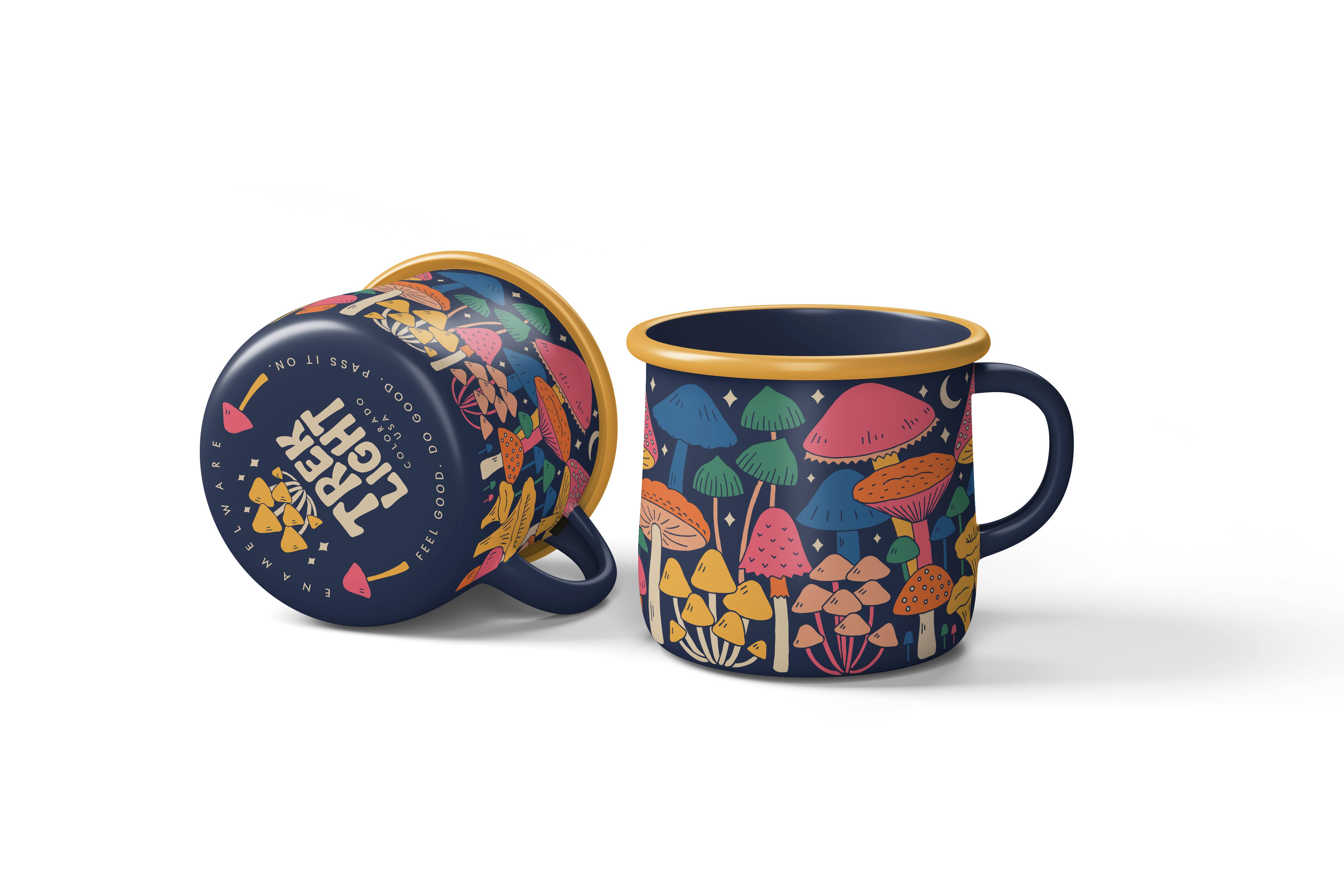 Trek Light - Wholesale Coffee Mug - Enamel Coffee & Camp Mug | Midnight Mushroom | 16oz6