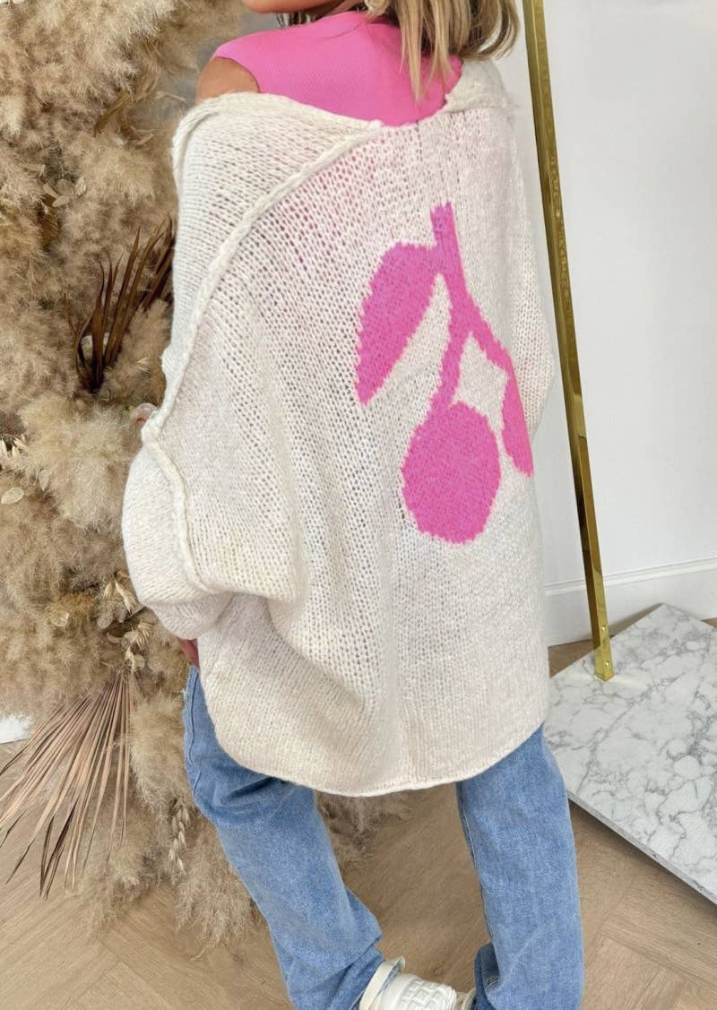 ESTEE BROWN - Wholesale Cardigan – Women’s - Wool vest with cherry pattern - 20643