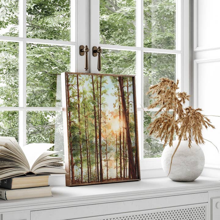 Paperbec Design Co. - Wholesale Art Print - "Algonquin Sunset Through the Pines" Forest Watercolor Print5