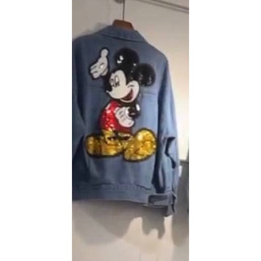 MB Fashion Wholesale - Wholesale Denim Jacket - Women's - MB FASHION Oversized Denim Jacket with Cartoon Graphic 2891LY10