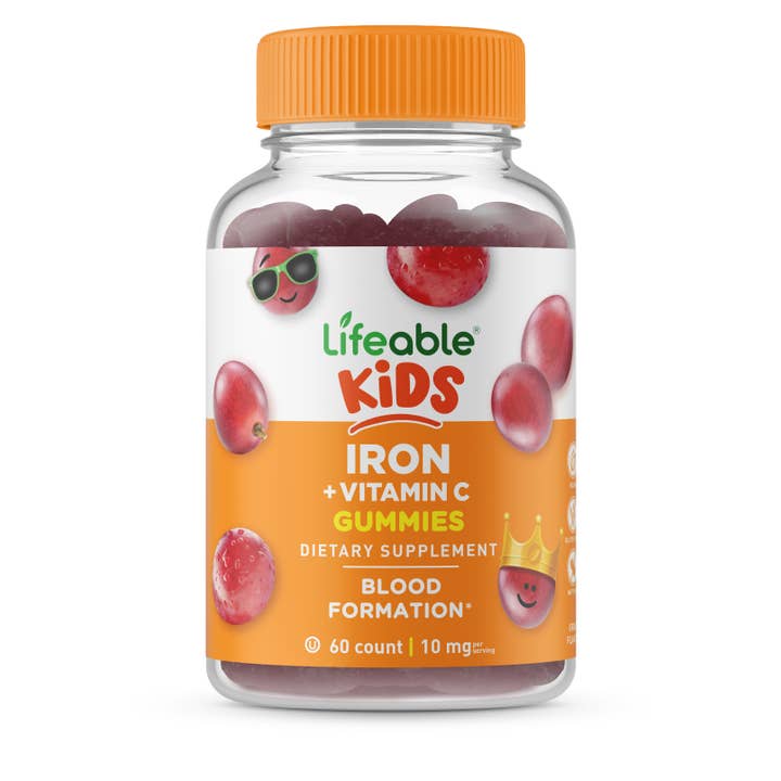 Lifeable - Vente Supplément oral/vitamine - Lifeable Iron pour enfants 10 mg + vitamine C, bonbons gélifiés, niveaux de fer