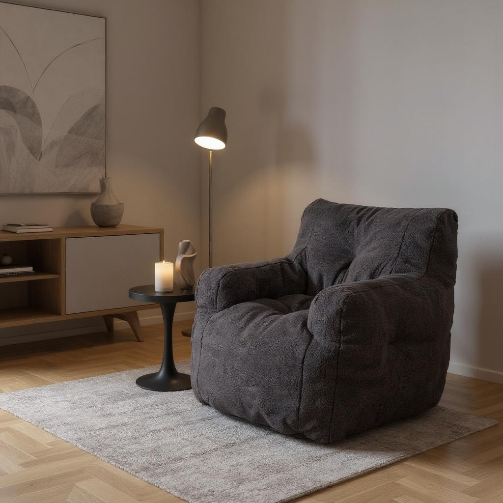 HOMYCASA DESIGN INC - Wholesale Chair - Teddy Fabric Bean Bag Chair Cozy Bedroom Lounge Seat8