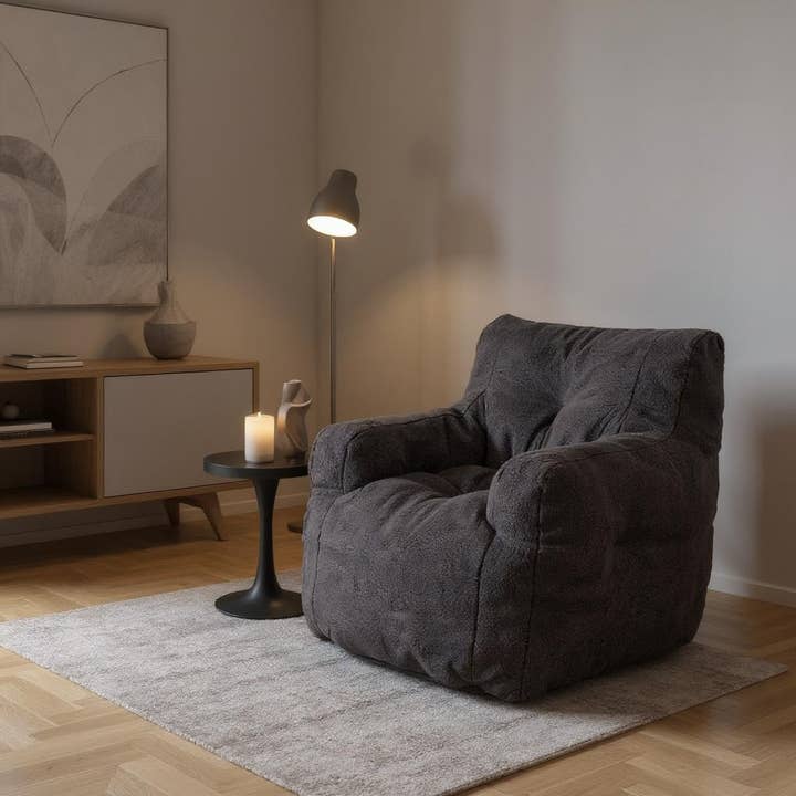 HOMYCASA DESIGN INC - Wholesale Chair - Teddy Fabric Bean Bag Chair Cozy Bedroom Lounge Seat8