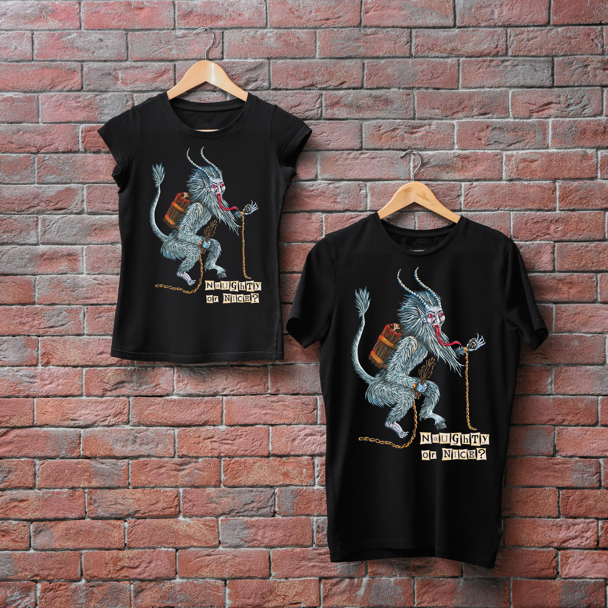 Hannah Kate Makes - Wholesale T-Shirt (Graphic) - Unisex - Krampus T-shirt - Black - 100% Cotton - Regular/Fitted Tee3