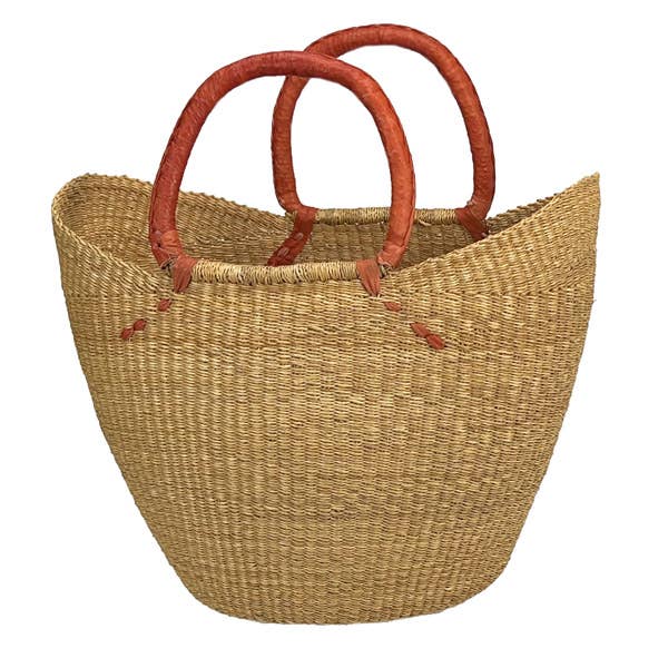 African Market Baskets - Wholesale Grocery/Shopping Bag - African Bolga Baskets : Natural Tote w/Flexible Rim (G-143N)4